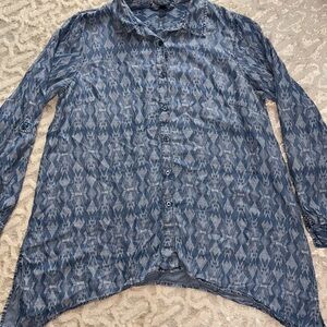 Zac & Rachel Geometric Blue Shirt 100% Lyocell